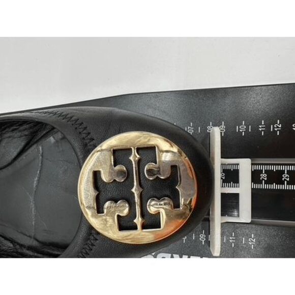 Tory Burch MINNIE TRAVEL BALLET Flats Black Leather Size 7M - Picture 7 of 9
